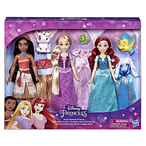 Disney Princess Royal Fashions And Friends, Fashion Doll 3-Pack, Ariel, Moana, And Rapunzel, Toy For Girls 3 Years And Up #TOP3