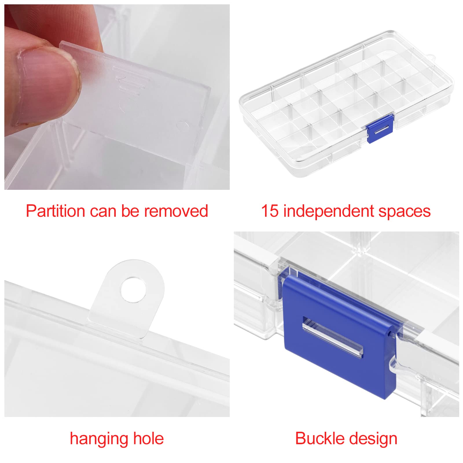 2 Scatole Trasparenti Per Gioielli Con 5 Scomparti | Portaaccessori Per Orecchini, Perline, Fermagli - Foto 7