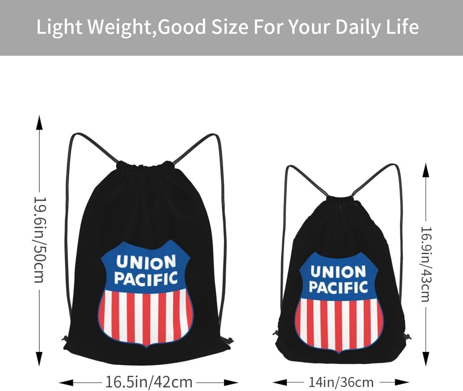 Union Pacific Railroad Drawstring Backpack Bag Sport Gym Sackpack for Men Women (Black)