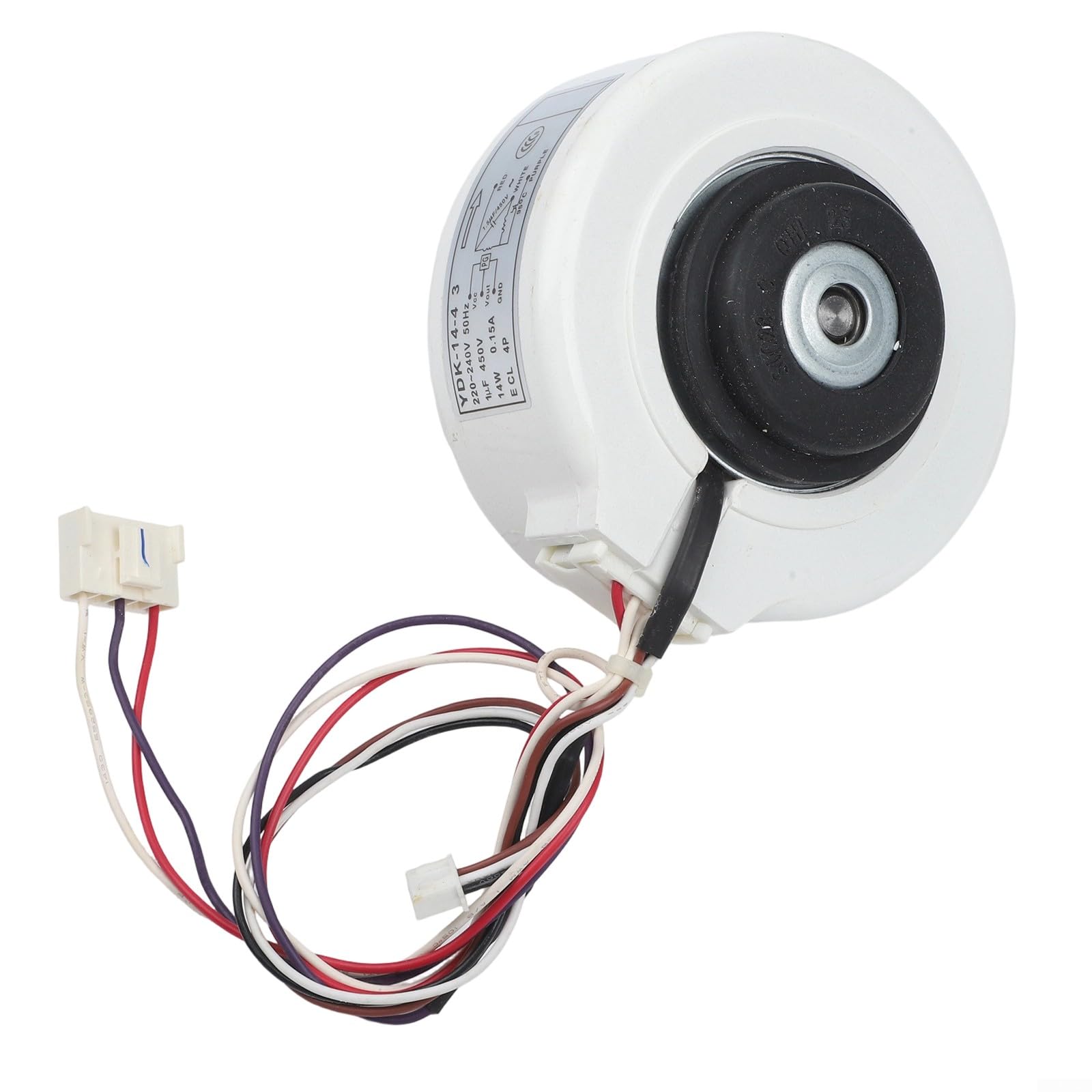 YDK-16-4 Motor de acondicionador interior, motor de ventilador de funcionamiento silencioso compatible con unidades YDK-14-4 y YDK-16-4G, control preciso, carcasa ABS blanca (corta)