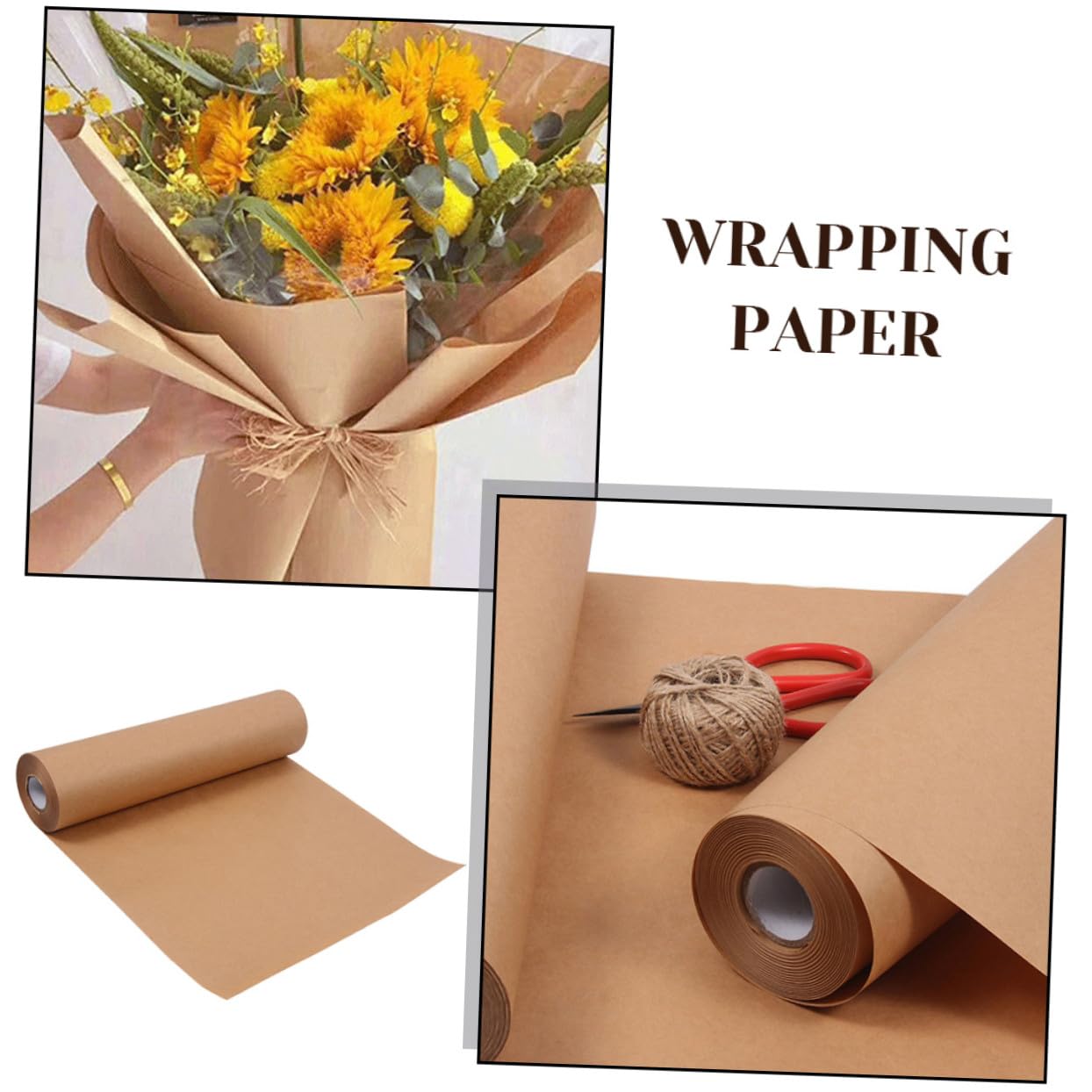 MAGICLULU Papier Résistant Marron 30 Mètres X 45 Cm Rouleau Kraft pour Toucher Confortable Emballage Cadeau et Artisanat Diy pour Décorations et Bouquets