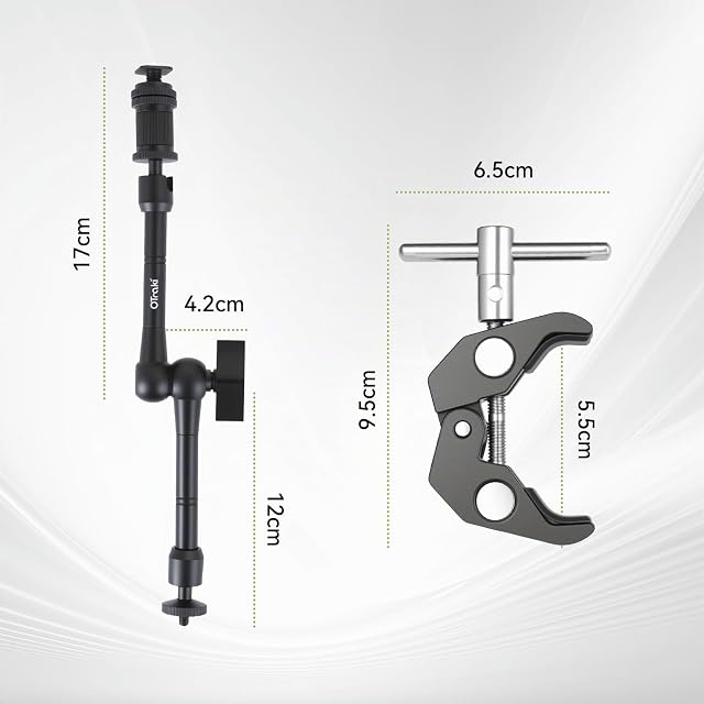 Foto 8 de 8 de OTraki 11 Pulgadas Brazo mágico Ajustable con Super Clamp,Pinza Cangrejo Grande Clip,Cold Shoe