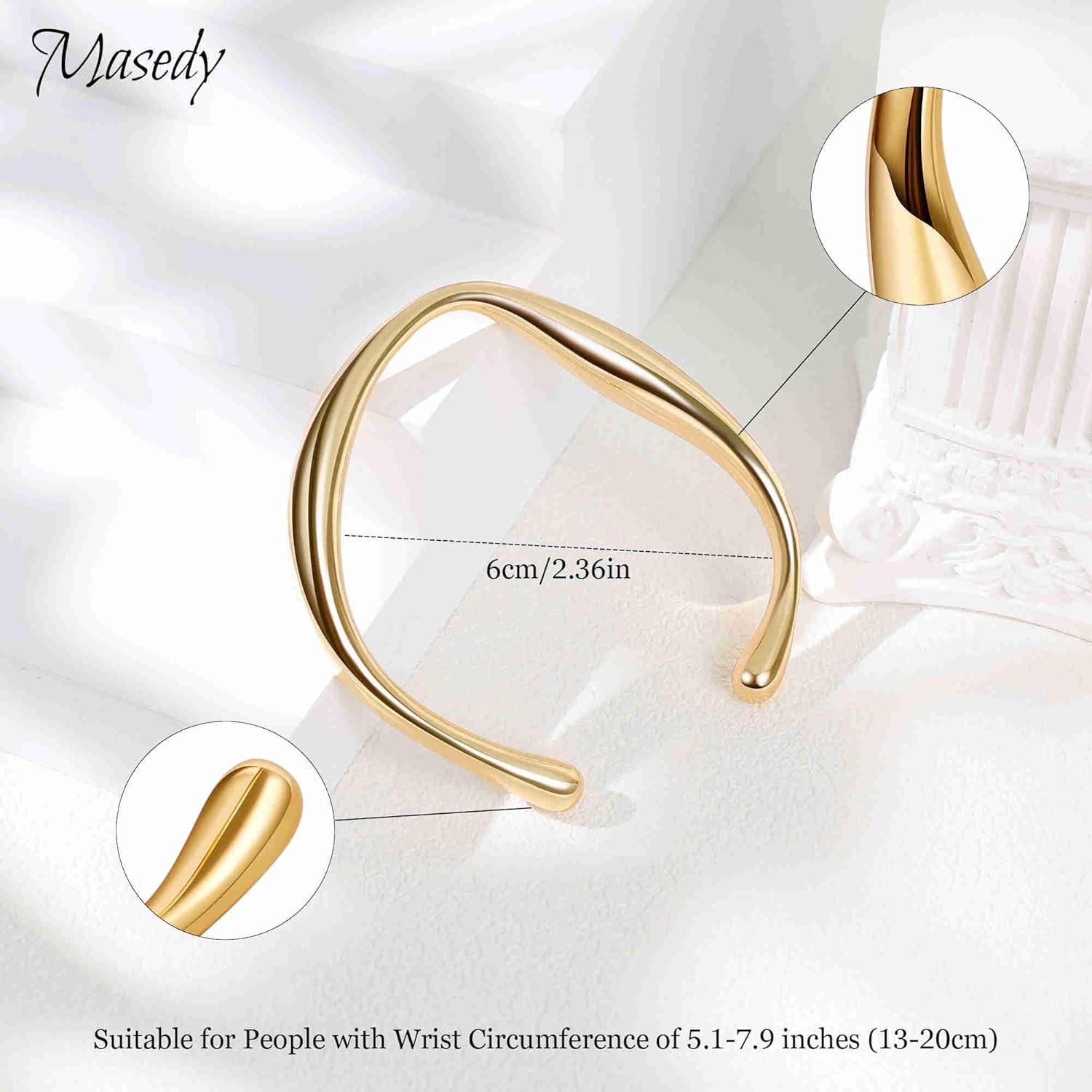 18K Gold Plated Cuff Bracelets for Women Adjustable Open Bangle Bracelet Gold Minimalist Teardrop Irregular Hollow Multi-Layer Wrist Cuff Bracelet Trendy Jewelry - Image 2