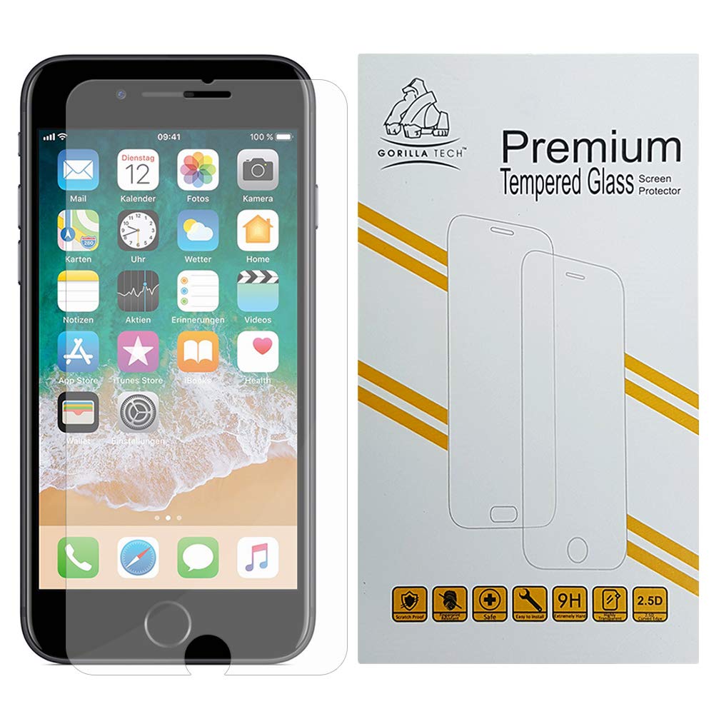 Gorilla TechPremium Tempered Glass Screen Protector for Apple iPhone 7 Invisible Shield Cover 9H Hardness Crystal Clear HD Quality Shatter & Scratch Resistant 3D Touch Compatible LCD Screen Guard