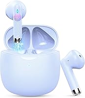 Jxrev J51 Wireless Earbuds Bluetooth 5.4 IP7 Waterproof 32H Playtime Noise Cancelling Mic Stereo Bass Purple Sports Earbuds Android iOS