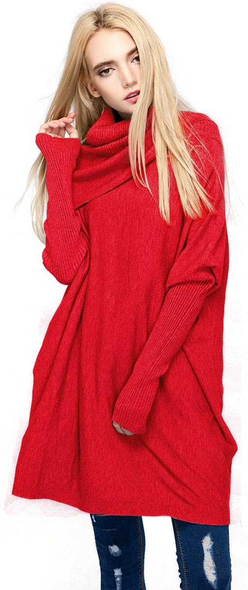 Women's Oversized Pullover Sweater Loose Cowl Neck Long Sleeve Knit Top