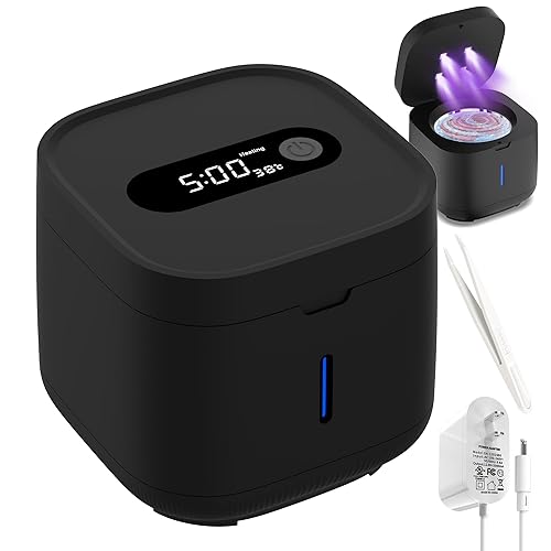 Máquina limpiadora ultrasónica de retenedores con luz UV de 10.1 fl oz para dentadura, protector bucal dental, cabezal de cepillo de dientes,