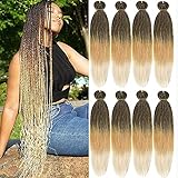 Pre Stretched Braiding Hair Ombre 30 Inch 8 Packs Synthetic Crochet Braids Hot Water Setting...