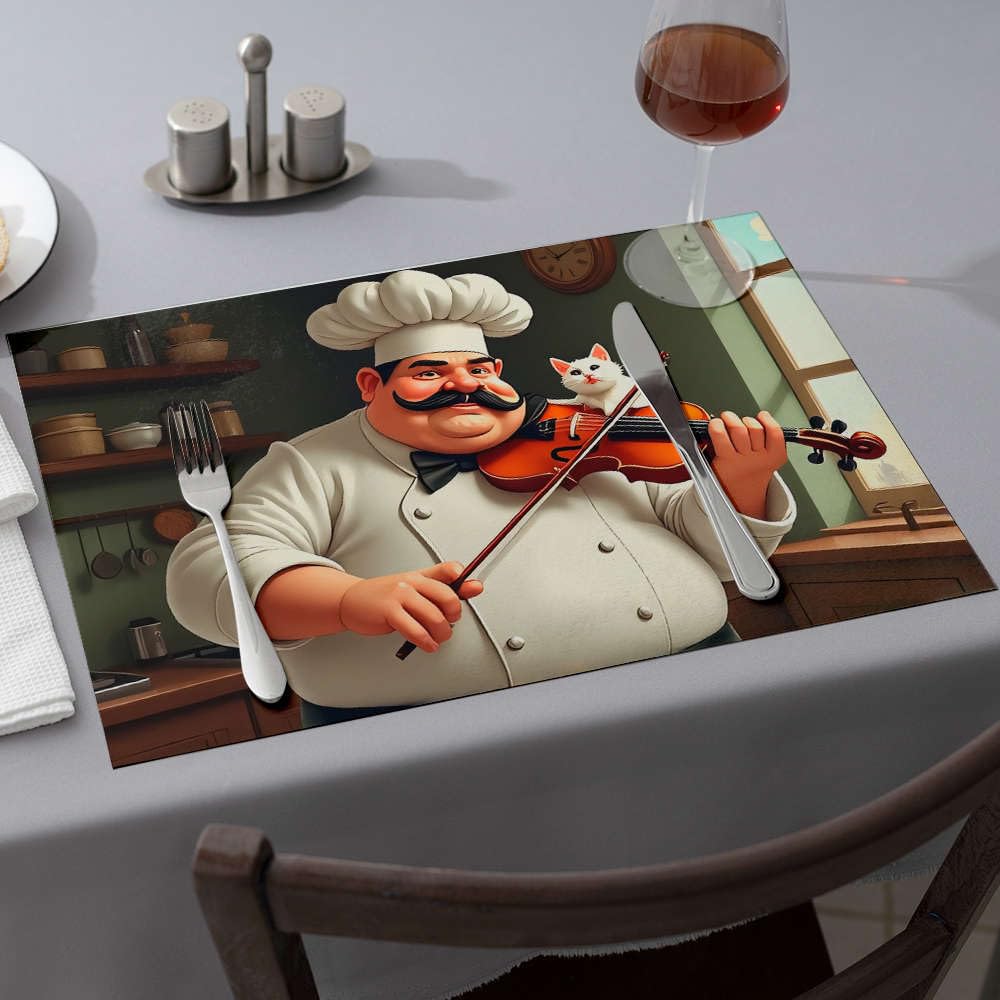 Set de table chat violon rose contre les taches | Table propre en lot de 6
