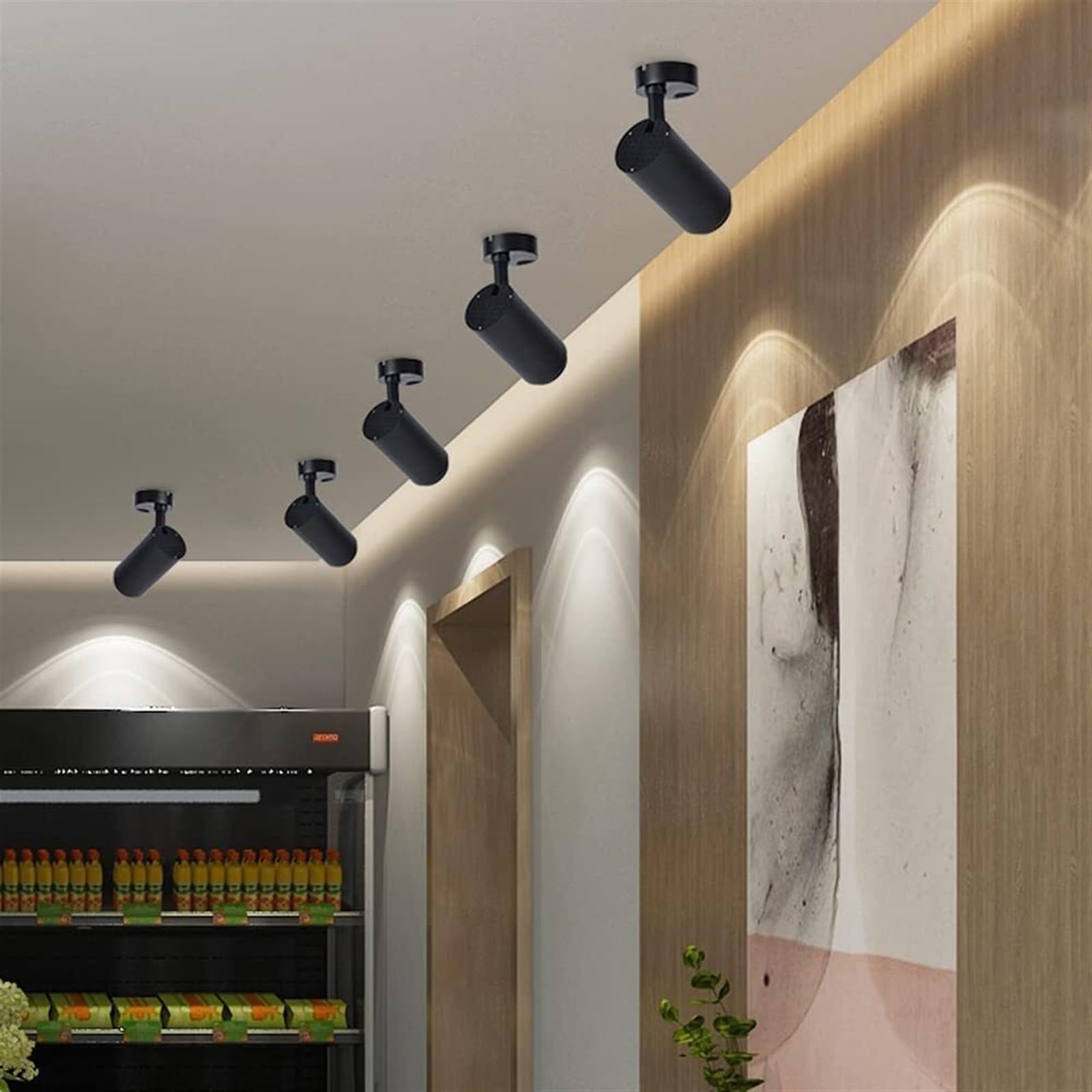 Płasko zamontowany obrotowy. Lampa sufitowa - Downlight regulowana 7 W z podstawą (ciepłe światło 3000K) (ciemne, 4000K neutralne światło)