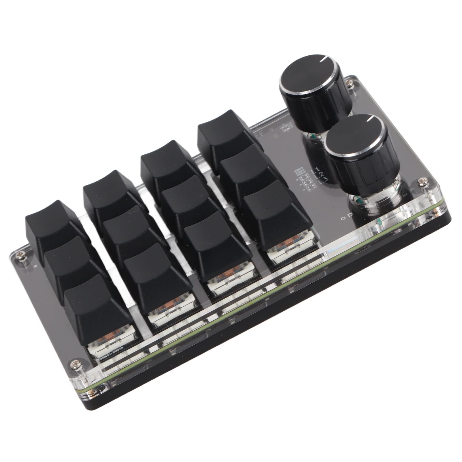 Clavier Macro Programmable, 2 Boutons Bleu Commutateur Noir 12 Touches Mini Clavier avec RVB pour Jeux de Bureau Musique Média