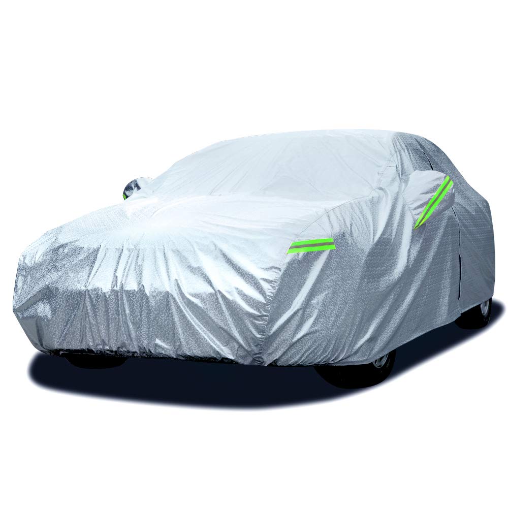 Dripex Sedan Car Cover Waterproof Rain Dust Sun UV All Weather Waterproof Protection with Cotton Zipper for Automobiles Indoor Outdoor Fit Sedan(480 * 175 * 120 cm)