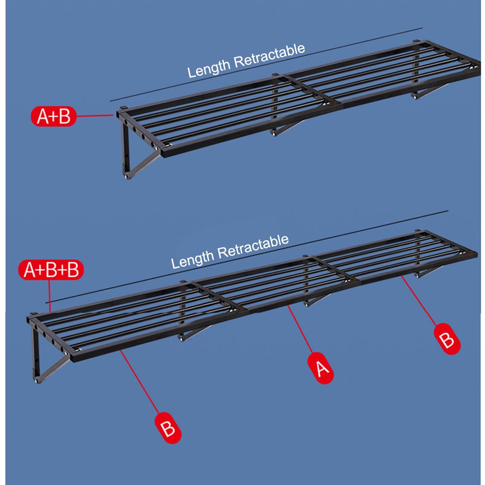 Scaffali per Garage per carichi Pesanti Scaffali sospesi, Scaffali per Organizer montati a Parete, Scaffali per Sistema di stoccaggio per Garage Scaffalature Metalliche Organizzatore di Strumenti
