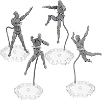 NovaViva Flexible Metal Action Figure Display Stands - Gundam HG RG SD SHF 1/144 Compatible, Marvel Legends Holder - 4 Pack Clear
