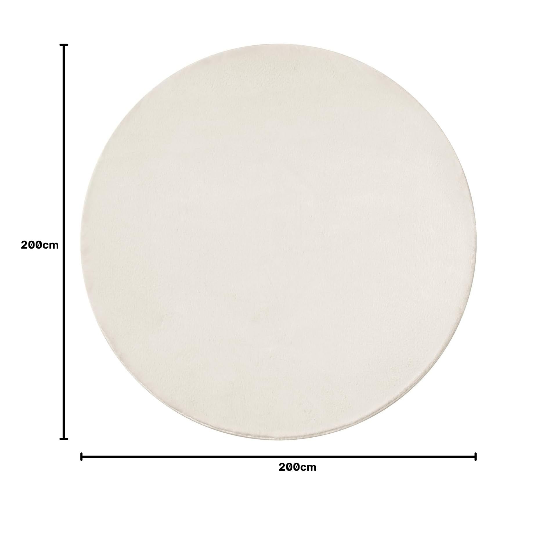 SHACOS Creme Teppich Rund 200 cm Fellteppich Kunstfell Teppich Flauschig Weicher Wohnzimmerteppich Waschbar Teppiche Anti-Rutsch-Rückseite, Felloptik, Für Fußbodenheizung geeignet