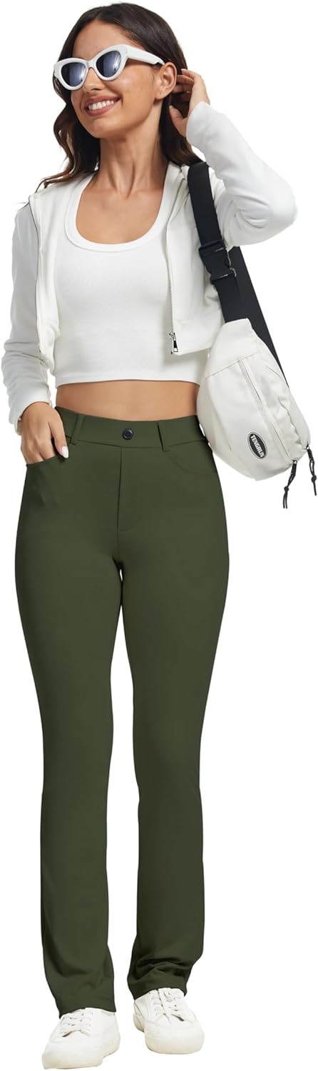 VIMPEP Women’s Fleece Lined Dress Pants Stretchy High Rise Straight Leg with Pockets Yoga Work for Cold Weather 1203 - Image 5