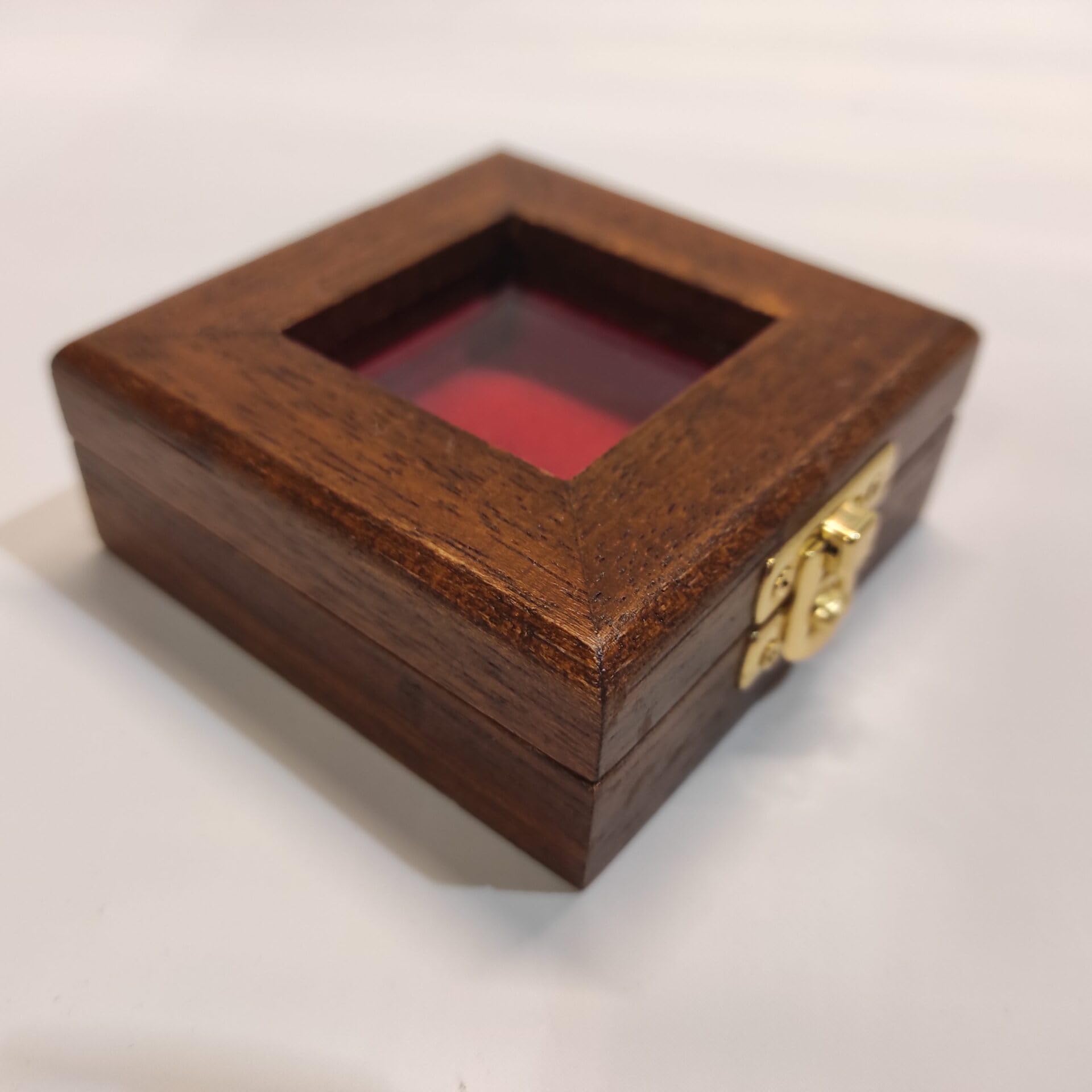 Écrin pour pièce et médaille en Velours Rouge, 1 Compartiment 50x50 mm, Bois Massif Fait Main en Italie, numismatique