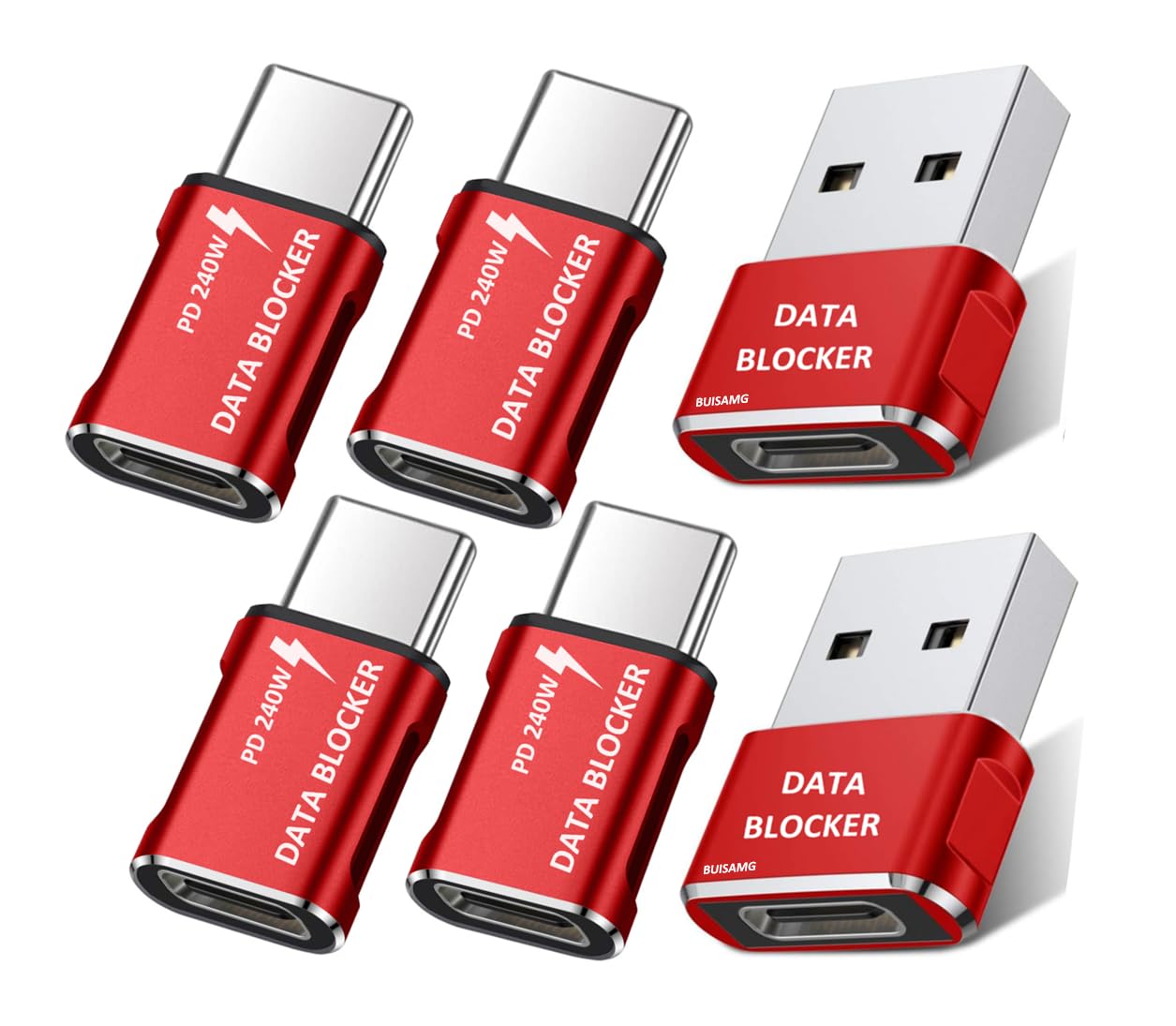 BUISAMG Data Blocker, USB Data Blocker Protection from Illegal Downloading, Hacking Proof 100% Guaranteed, USB C Data Blocker for iPhone 16 15 and Any USB Phone Charging (6-Pack)