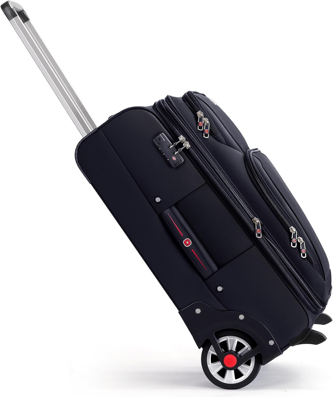 Laduga Softside Expandable Luggage with Large Steel Wheels Checked-Luggage Suicase (Black, 25-Inch) Black 25-Inch