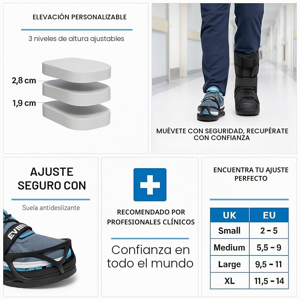 Evenup - Dispositivo de nivelación de extremidades (XL) - Dispositivo único - Izquierda y derecha - equivale a la longitud de las extremidades mientras llevas botas de fractura, zapato médico o