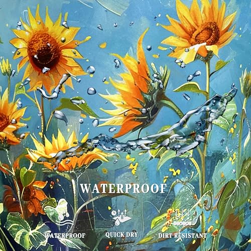 Image of Watercolor Sunflower Laundry Basket Oxford Cloth Hamper 18.9x16.5 Inch