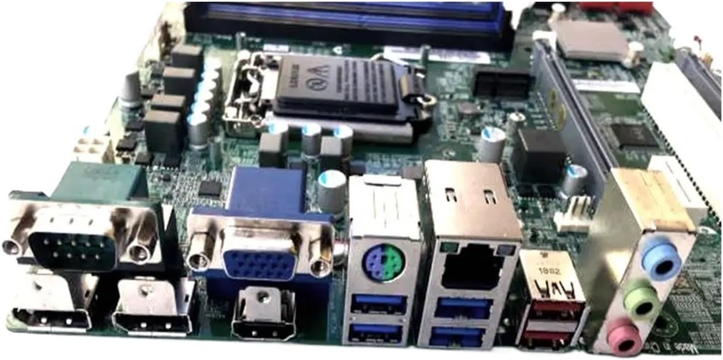 Rear I/O panel of the Q37H4-AM2 Motherboard showing various ports including USB, Ethernet, audio, and video outputs.