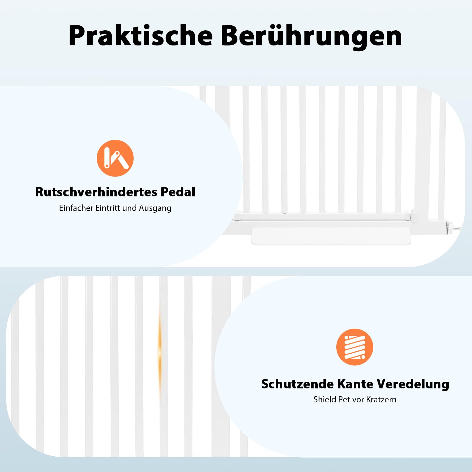 Rejilla protectora para mascotas (150 cm, ajustable), color blanco | Para puertas de pasillos de escaleras; sin taladrar; ancho ajustable (76-85 cm), ideal para perros y gatos, seguro y flexible