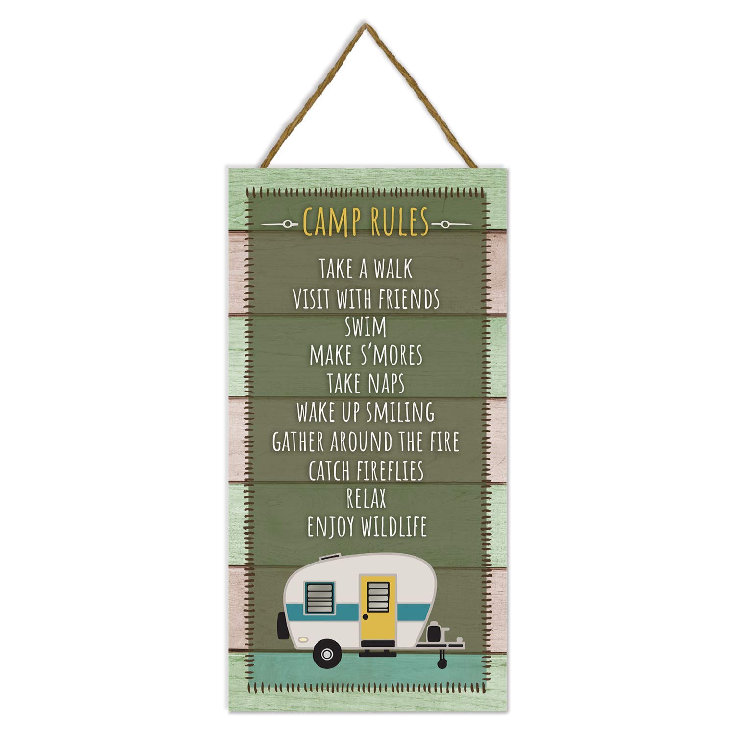 MRC Wood Products Camp Rules Rustic Wooden Plank Sign 5x10