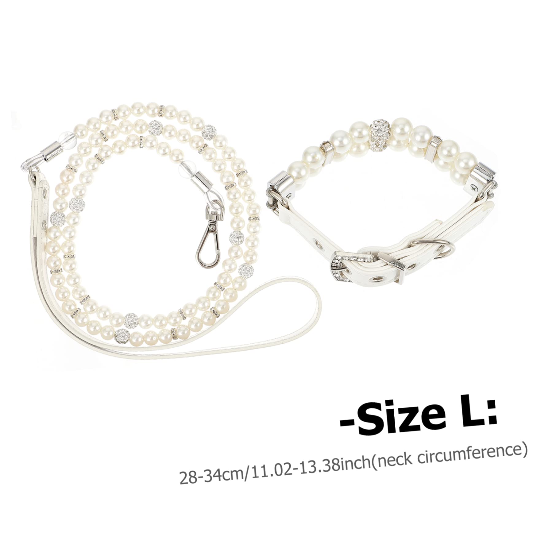 Toddmomy Set Collare e Guinzaglio per Cuccioli, Collare Bianco in Pelle Pu Perle Finte, 2 Pezzi, Regolabile per Matrimoni e Foto