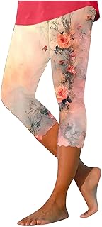 CUTeFiorino Leggings Mujer Estampado Floral Cintura Alta Hasta La Rodilla Corte Estrecho Pantalones Yoga Thermoleggins Para Mujer Color Piel