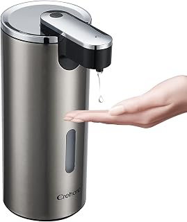 Crehora Touchless Automatic Soap Dispenser Stainless Steel - 3 Adjustable Volumes, IPX4 Waterproof Kitchen Bathroom Countertop