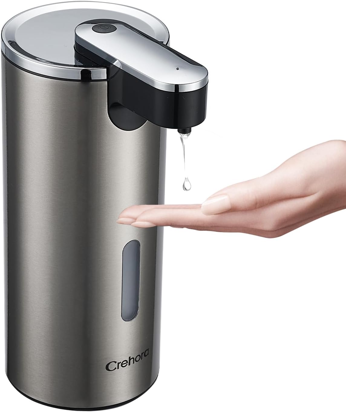 Automatic Soap Dispenser, Automatic Liquid Soap Dispenser Touchless, 12oz/340ml, 3-Level Adjustable, Battery Operated, Water-Resistant for Bathroom, Kitchen, and School, Clog-Free, Stainless Steel