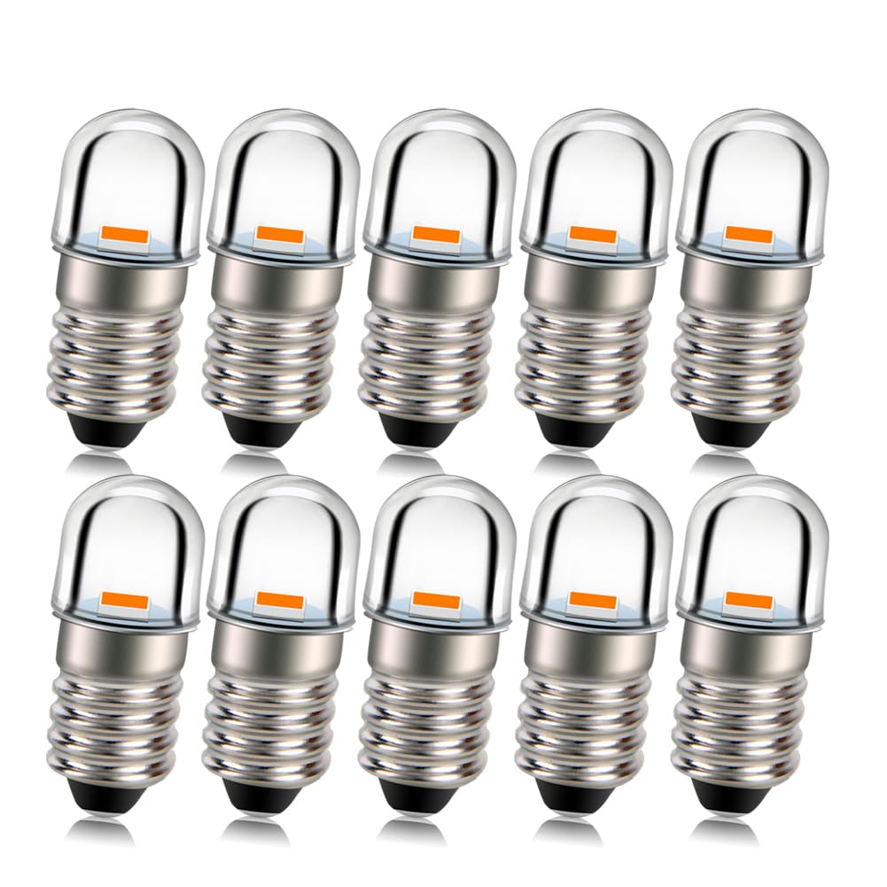 Ruiandsion E10 Screw Base LED Bulb 18V Super Bright Yellow 2835 1SMD Chips LED Bulb Replacement for Candles Lights Home Bedroom Office Decor Lights Pack of 10 — image 1