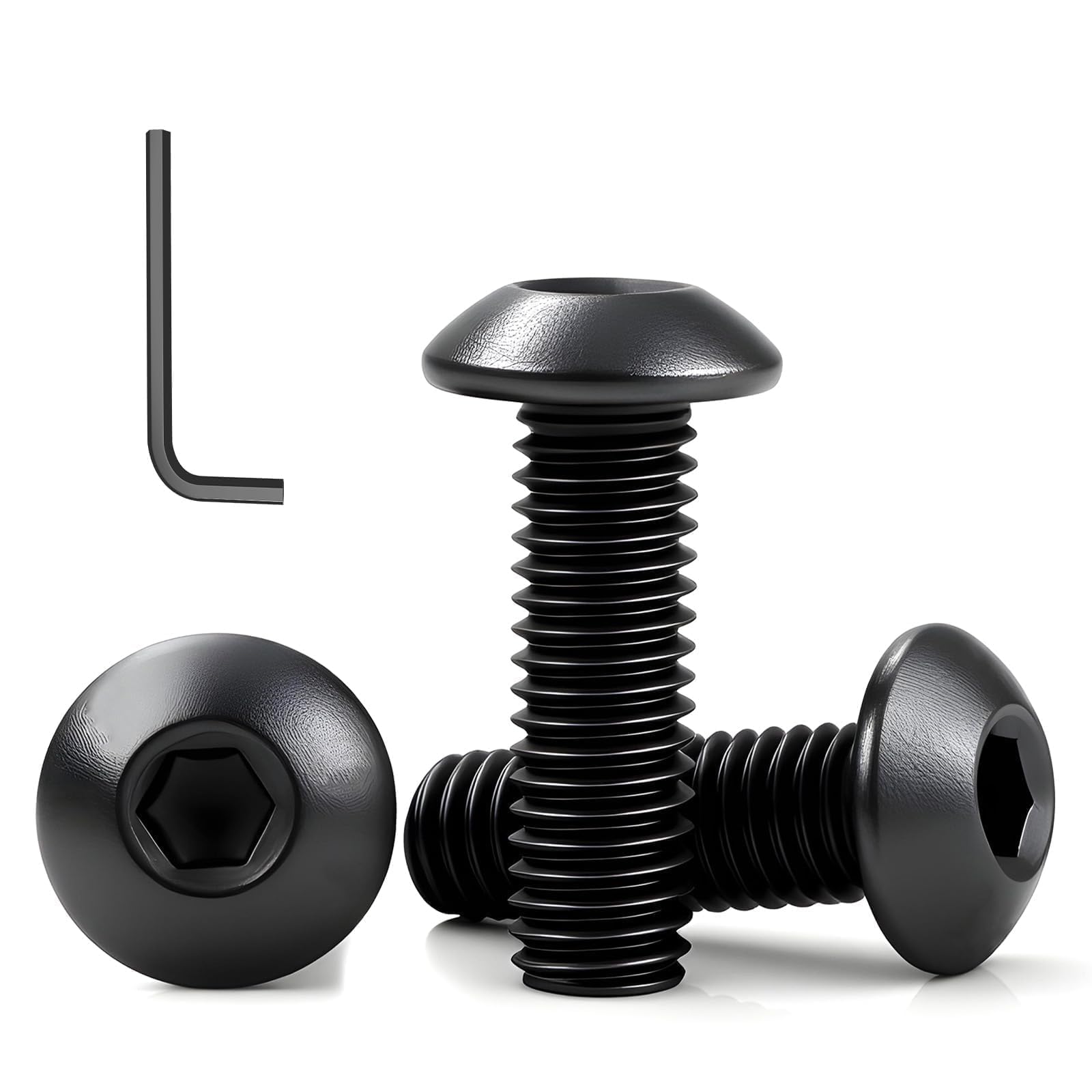 50 pezzi M3 x 10 mm viti a testa semisferica M3 in acciaio inox A2 V2A nere viti a testa piatta con esagoni incassati per decorazione, mobili e costruzione