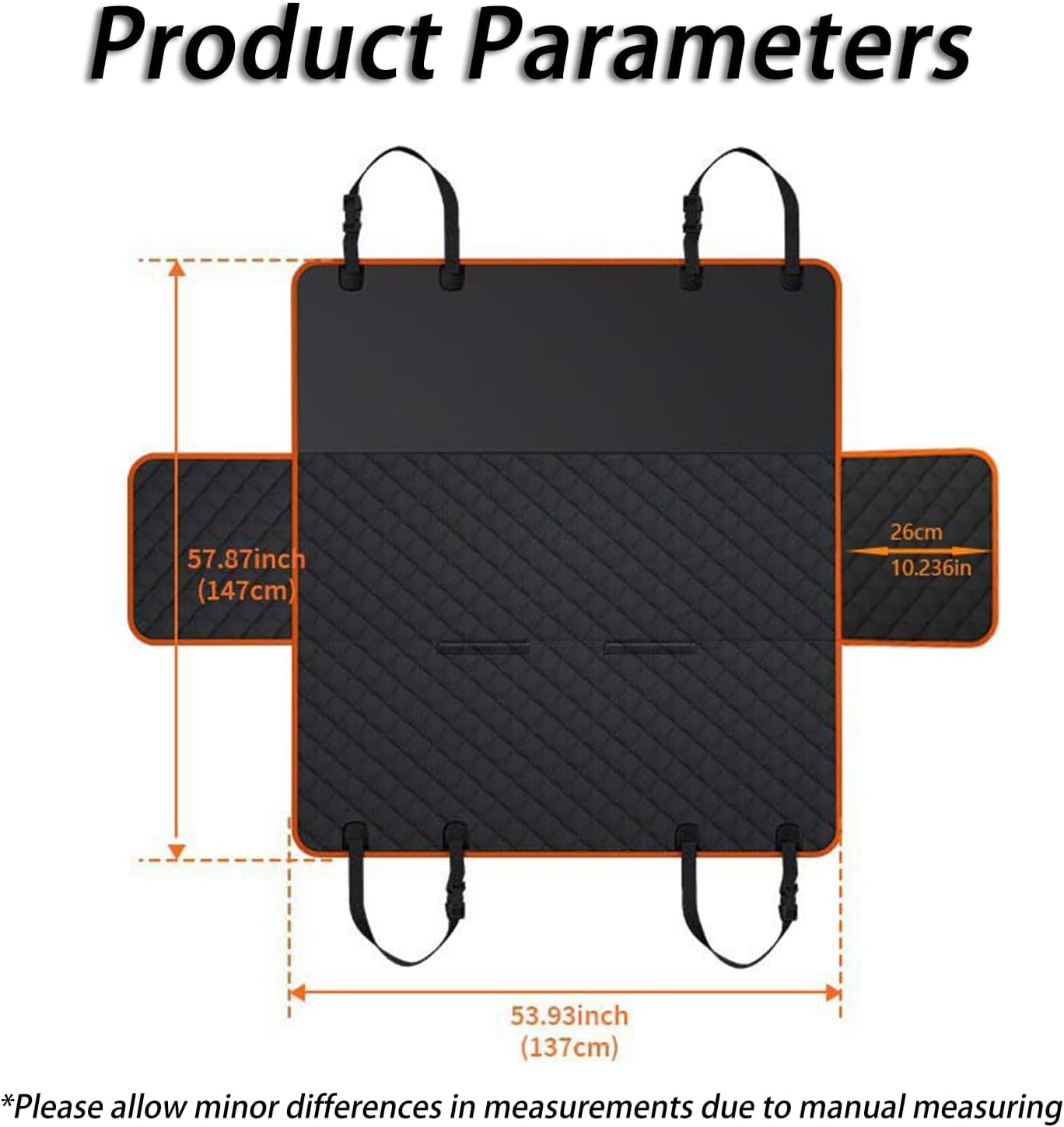 Coche Manta Perros para Life 2021-2025,Protector Coche Perros Asiento Trasero Funda Perros Coche,Orange Black