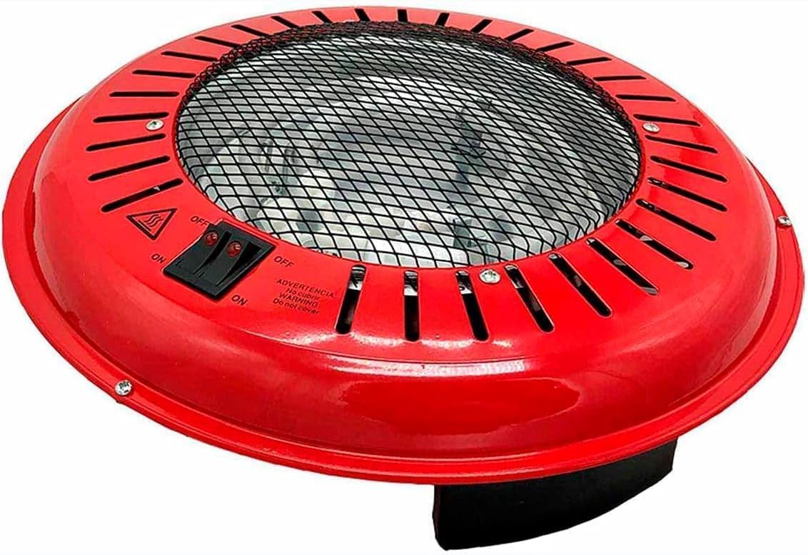 Brasero Eléctrico para Mesa y Camilla de Metal Rojo Brasero Eléctrico Interior Bajo Consumo 3 Niveles de Potencia 300/500W/800W | Certificados CE y RoHS