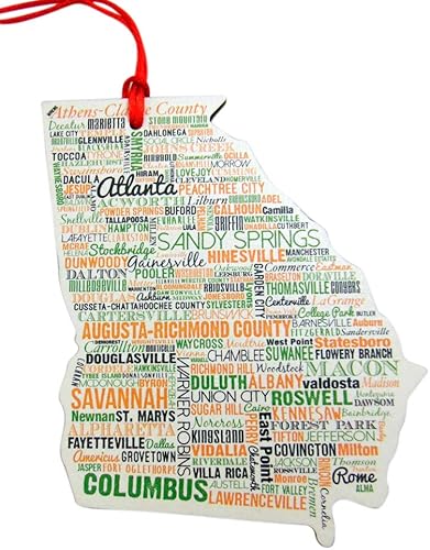Adorno de madera para árbol de Navidad de Georgia, hecho en los Estados Unidos