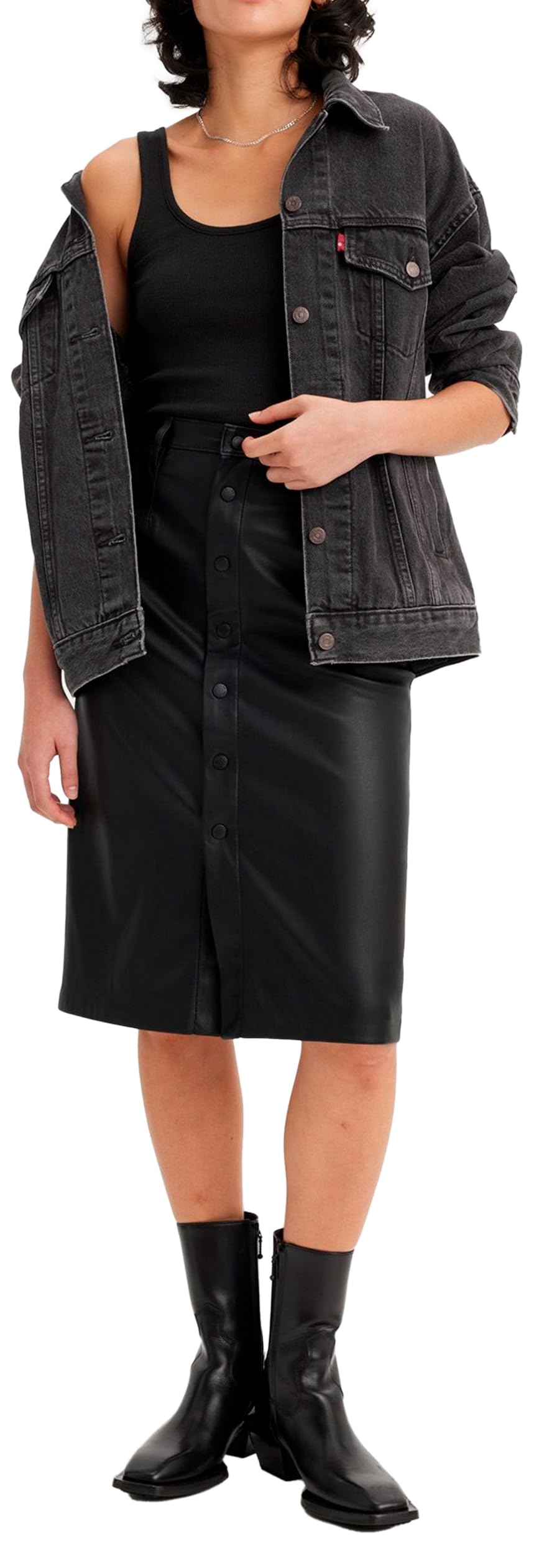 Levi's Damen Faux Leather Pencil Skrt Blacks Faux Leather Pencil SKRT Blacks