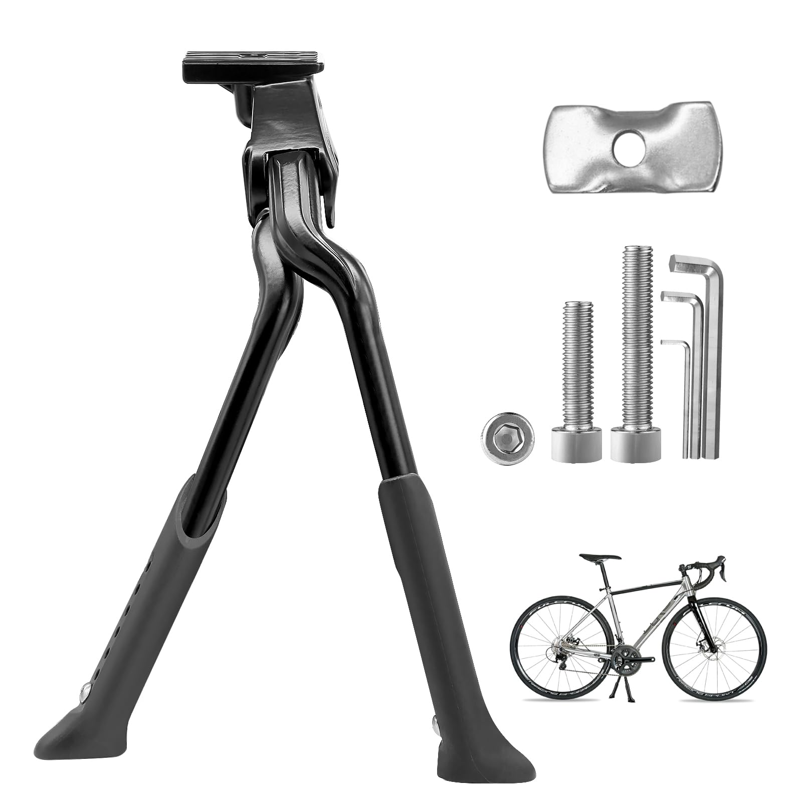 Cavalletto per bicicletta, doppio supporto posteriore, 26-29 pollici, in lega di alluminio regolabile