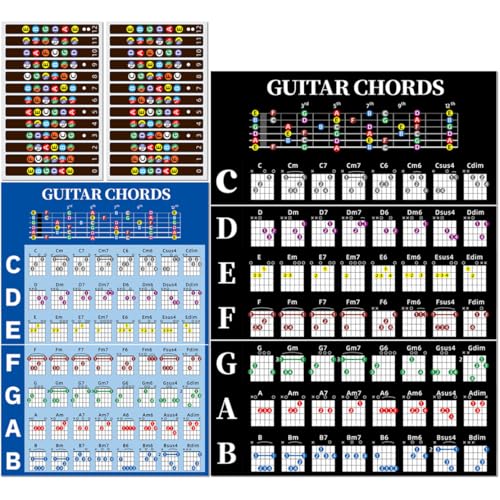Guitar Chord Chart with Stickers for Learners