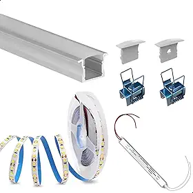 Perfil Aluminio Embutir 2m 25mm + Fita Led 14w + Fonte Slim Branco Quente
