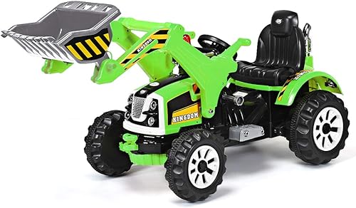 Costzon Excavadora para montar, vehículos de construcción con batería de 12 V para niños, cargador frontal con bocina, 2 velocidades, adelanteatrás,