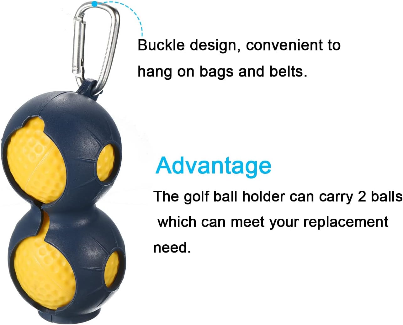 PATIKIL Golf Ball Holder, 2 Pack Silicone 2 Balls Carrier Protective Portable Sleeve with Buckle for Golf Bag Belt Dark Blue - Image 5