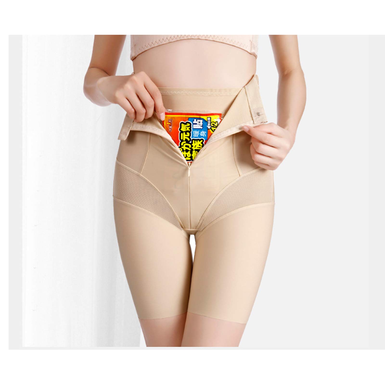 Miederslips für Damen- Postpartale Boxershorts, Plastiktaille, Reißverschluss, Hüftheben, Korsett, Körperformung, Nahtlose hoch taillierte Bauchhose
