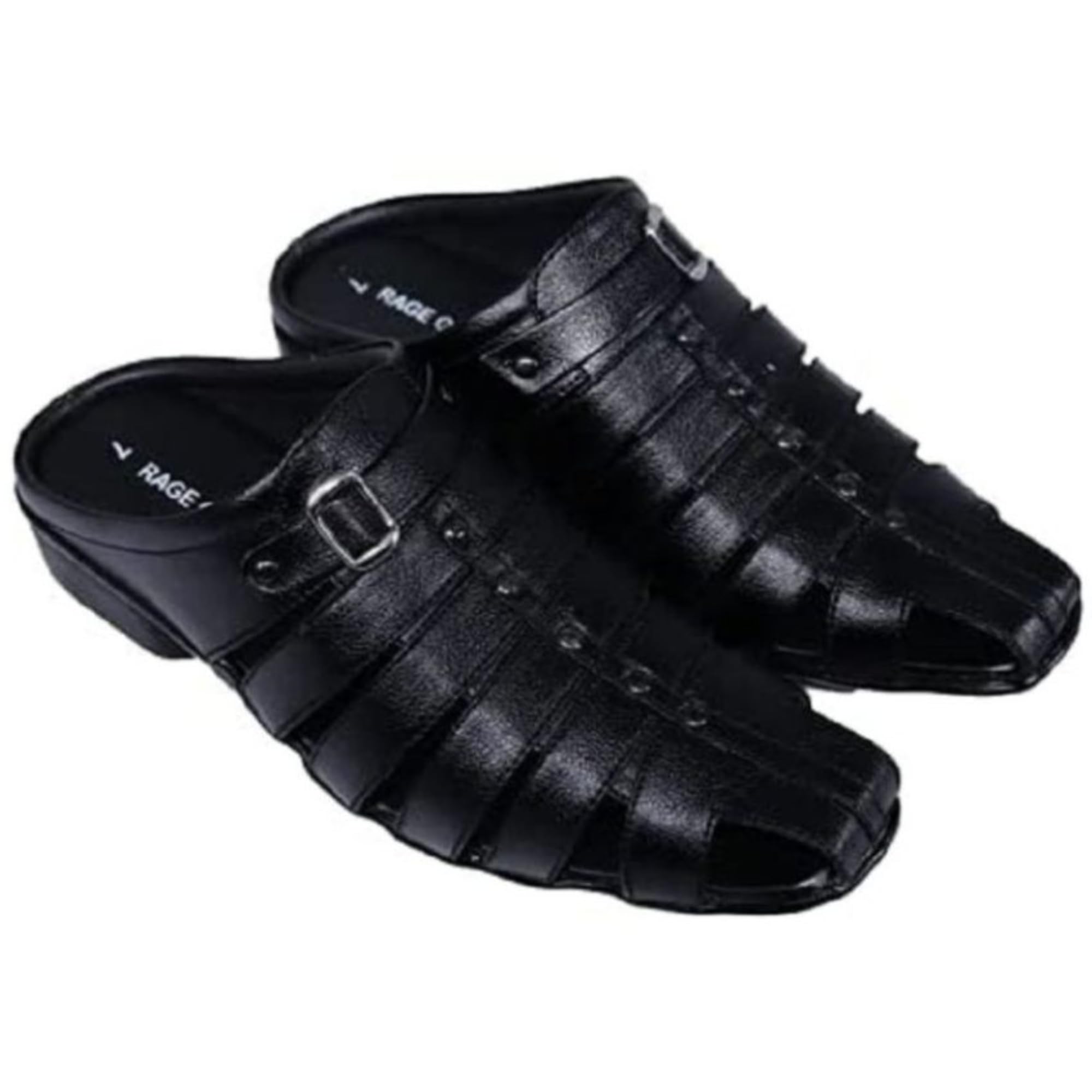 RAGE GAZE Mens Fashion Sandals - Comfortable Fisherman, Premium PU Padding, Synthetic Leather, Closed-Toe Summer Outdoor Sandals, Black Half - Stylish and Durable Footwear (B0D8P6YYCQ) Amazon Price History, Amazon Price Tracker