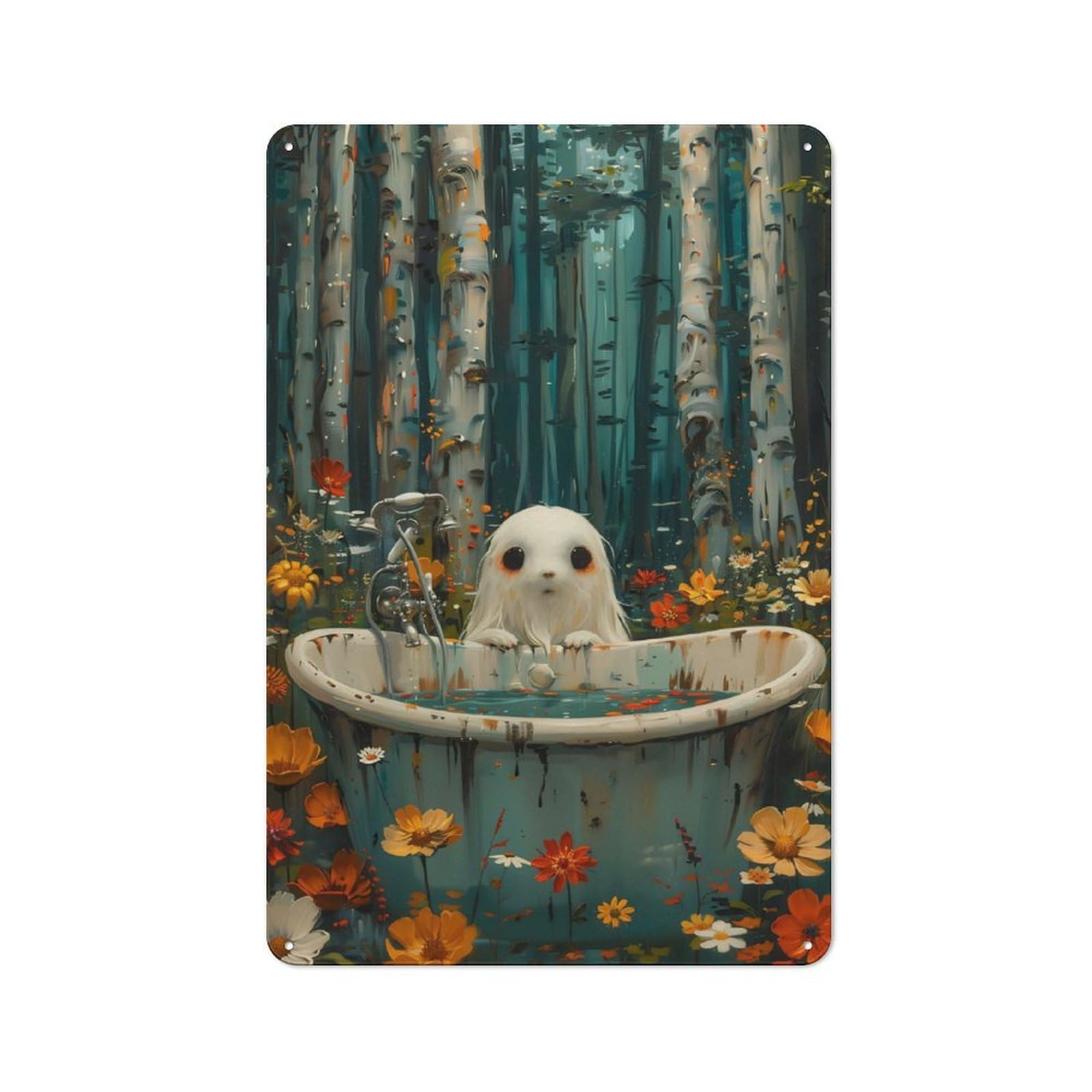 Junmoney Scary Bohoo Ghost Bathtube Vintage Tin Sign 30X20cm With For Guest Room Or Hallway, For Themed Room Decoration, For Vintage Wall Decor Fans