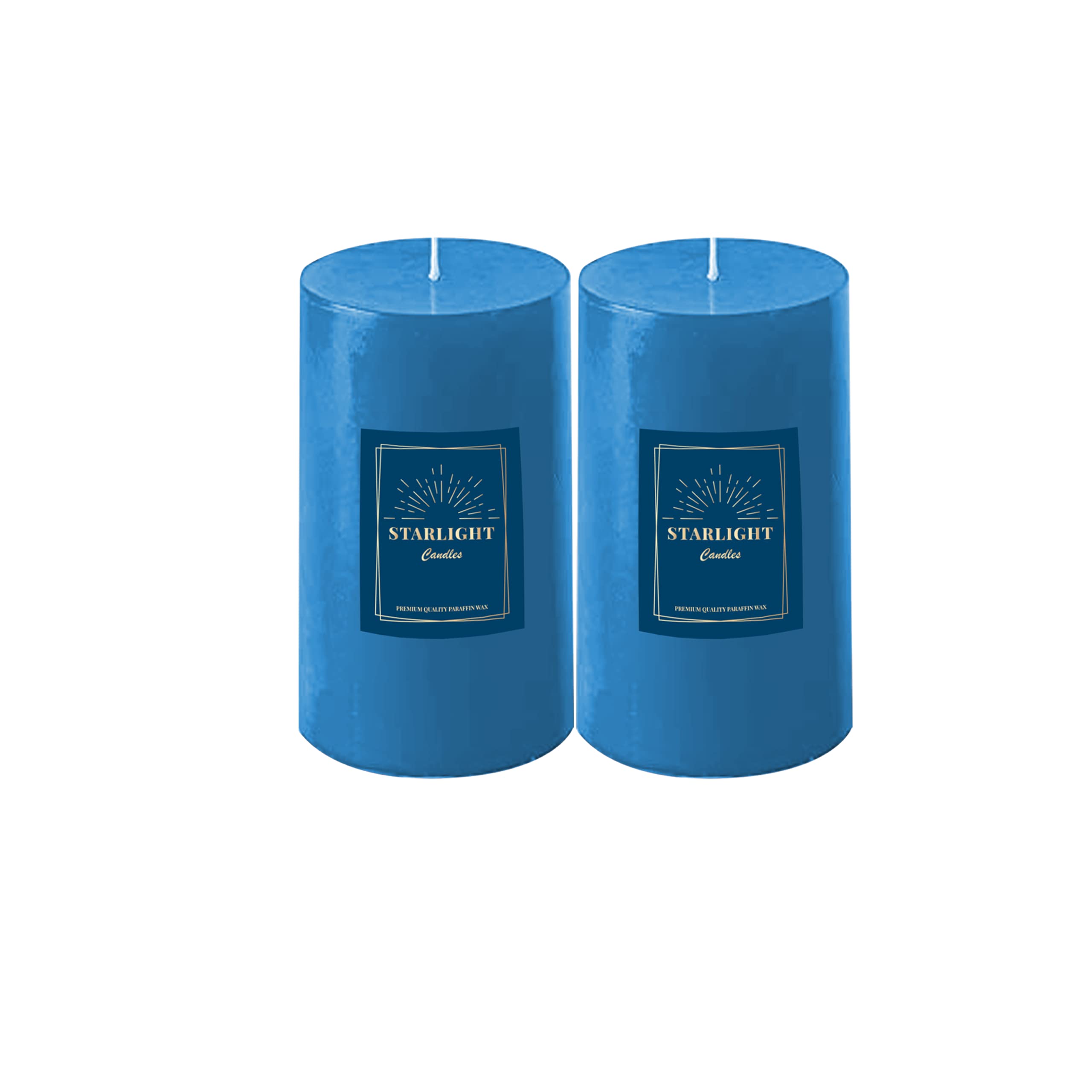Starlight Candles® Paraffin Wax Pillar Candle | 5.0x7.5 cm | Hand Poured | Dripless | Unscented | Diwali Candle | 2x3 Inches (Pack of 2, Blue)