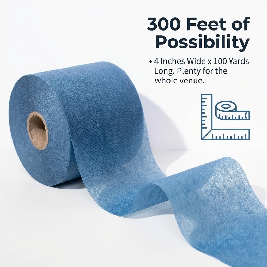 Anderson's Medium Blue Gossamer Fabric Roll, 4 Inches x 100 Yards, Sheer Fabric for Wedding Decorations, Baby Shower, Gender Reveal, Prom, Homecoming, Event Photo Backdrops, Drapes