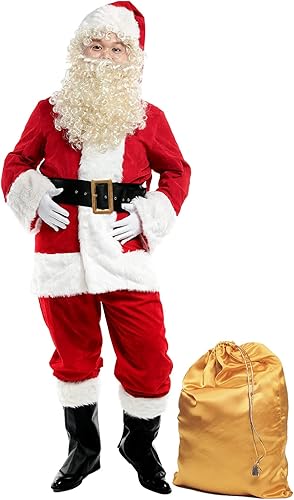 Surblue Traje de Papá Noel de lujo para hombres, disfraz unisex de Papá Noel para adultos, de terciopelo, 10 unidades