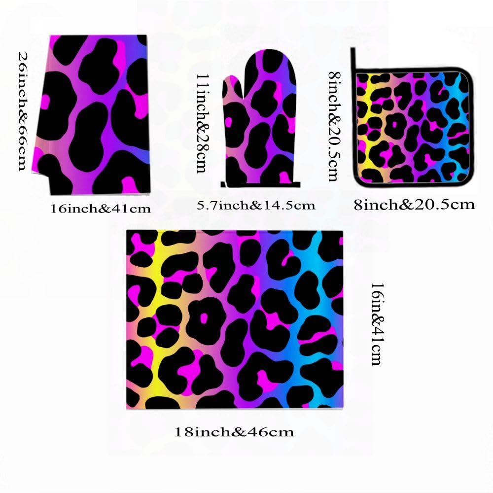 9PCS Neon Leopard Stampa Cucina Decor e Accessori Set
